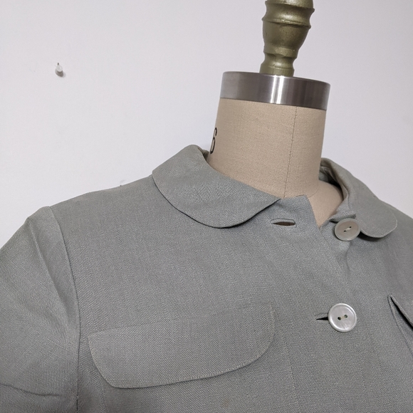 (12) vtg 1940s 1950s french grey blue linen day dress - Picture 5 of 6